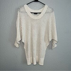 Express Womens Scoop Neck Dolman Sleeve Knitted Ribbed Pullover Sweater Cream XS